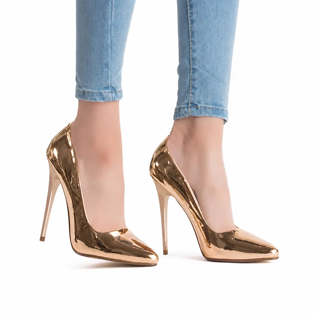 Altın Stiletto Topuklu Ayakkabı MA-021