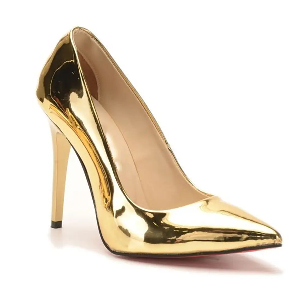 Altın Stiletto Topuklu Ayakkabı MA-021