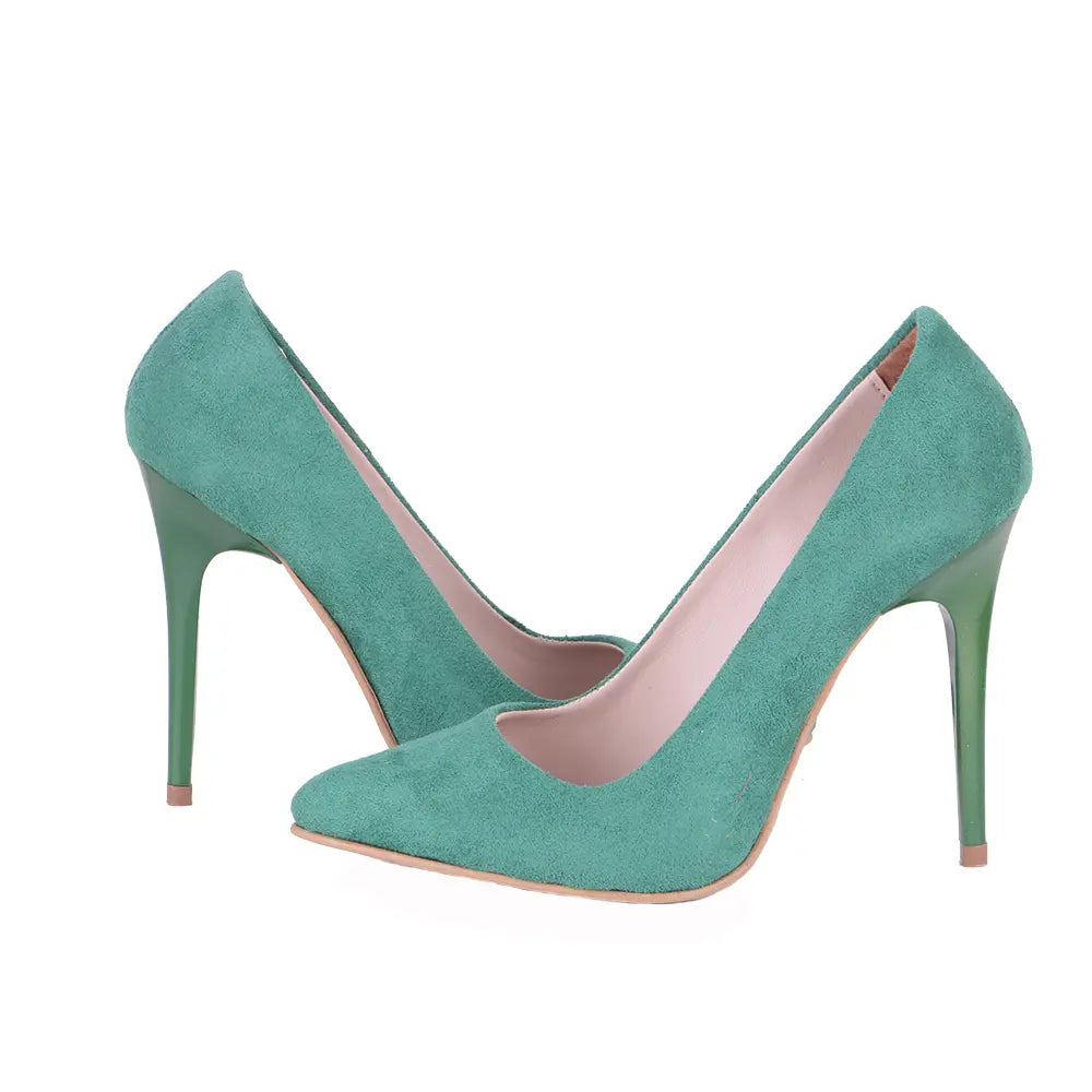 Yeşil Süet Stiletto Topuklu Ayakkabı MA-021