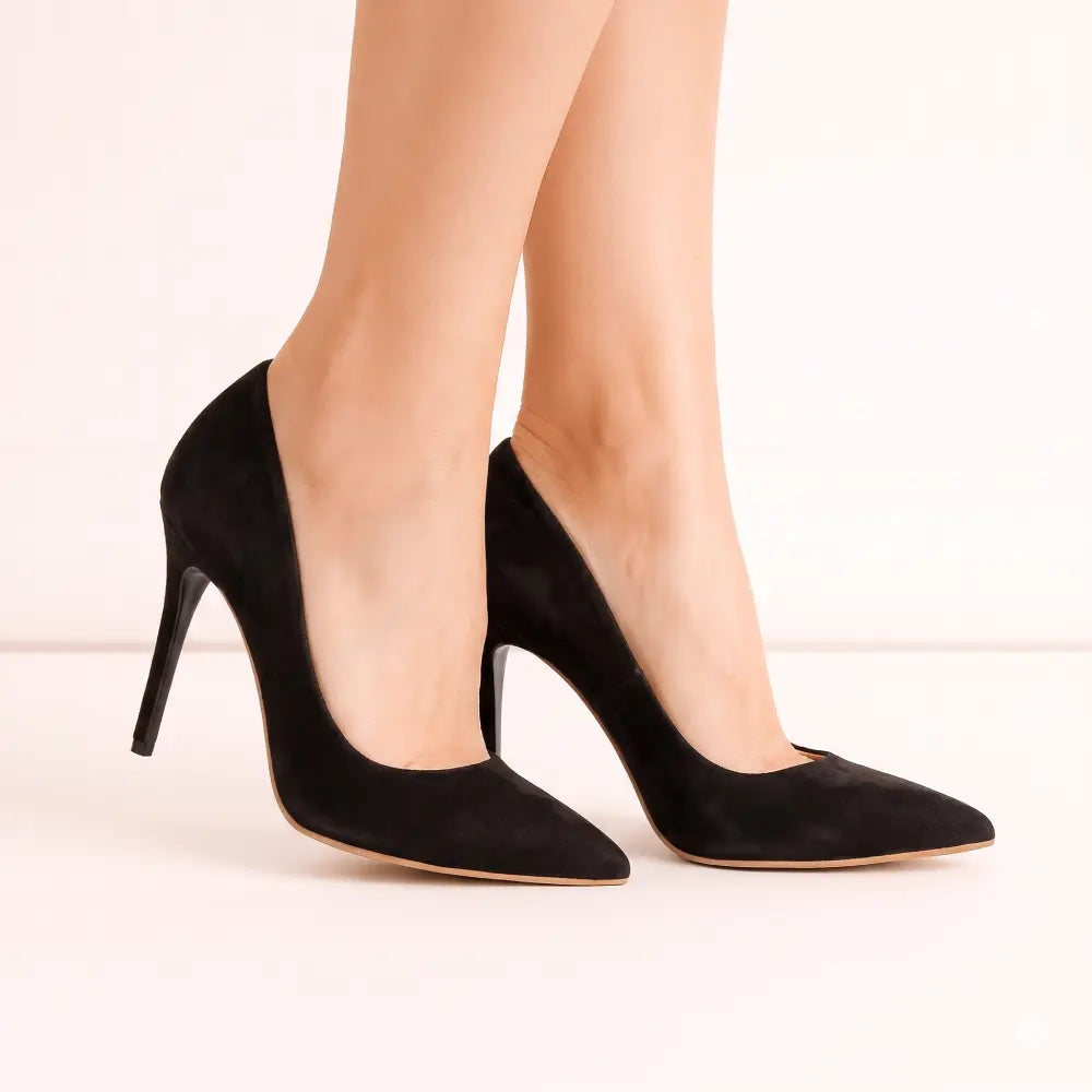 Siyah Süet Stiletto Topuklu Ayakkabı MA-021