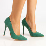 Yeşil Süet Stiletto Topuklu Ayakkabı MA-021