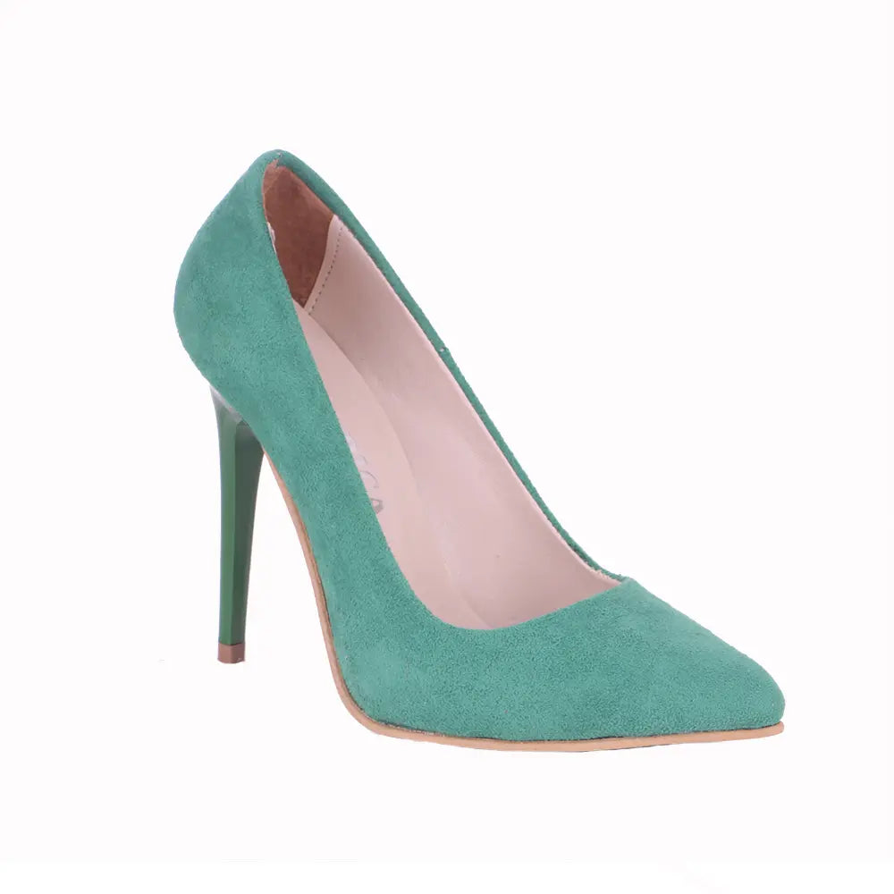 Yeşil Süet Stiletto Topuklu Ayakkabı MA-021
