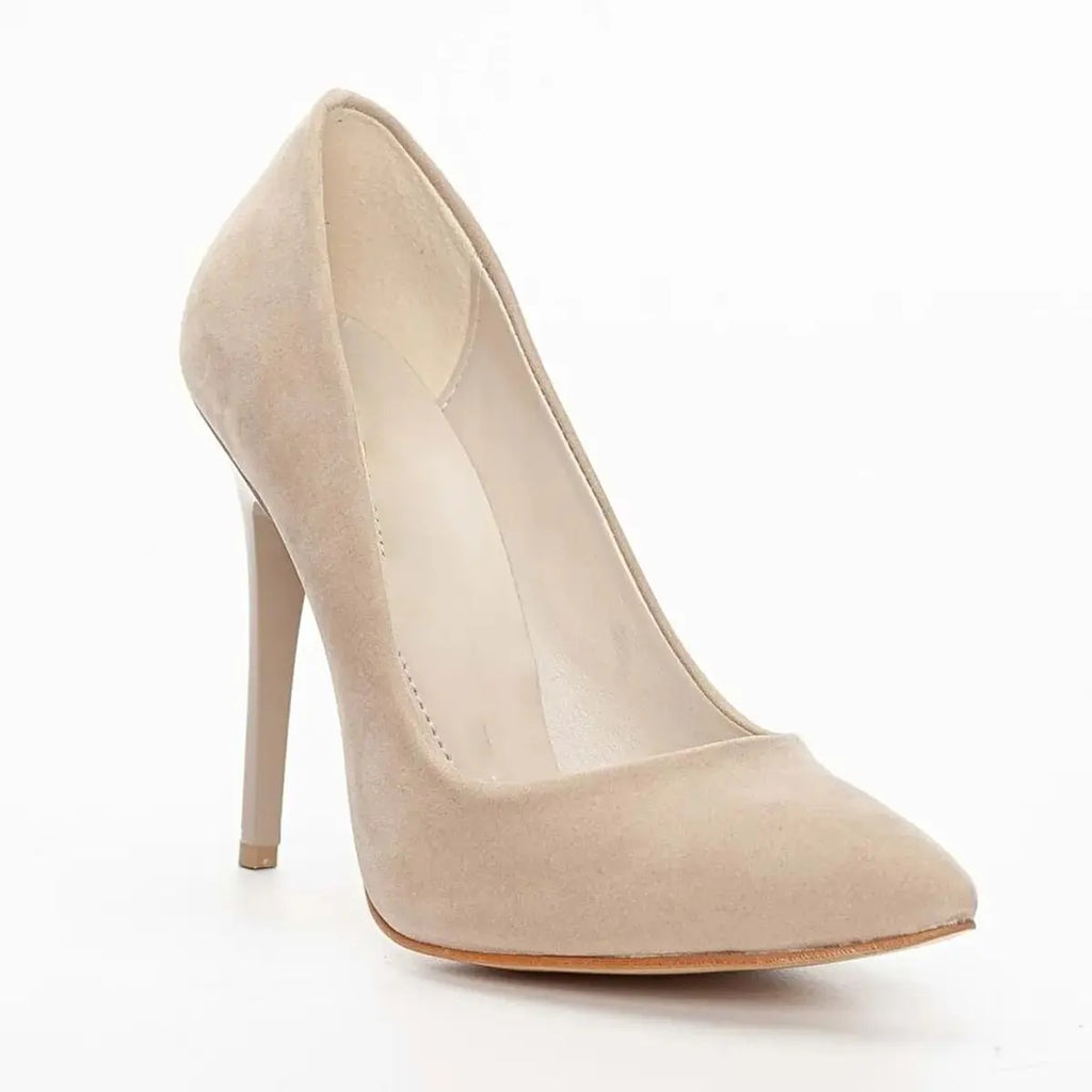 Bej Süet Stiletto Topuklu Ayakkabı MA-021
