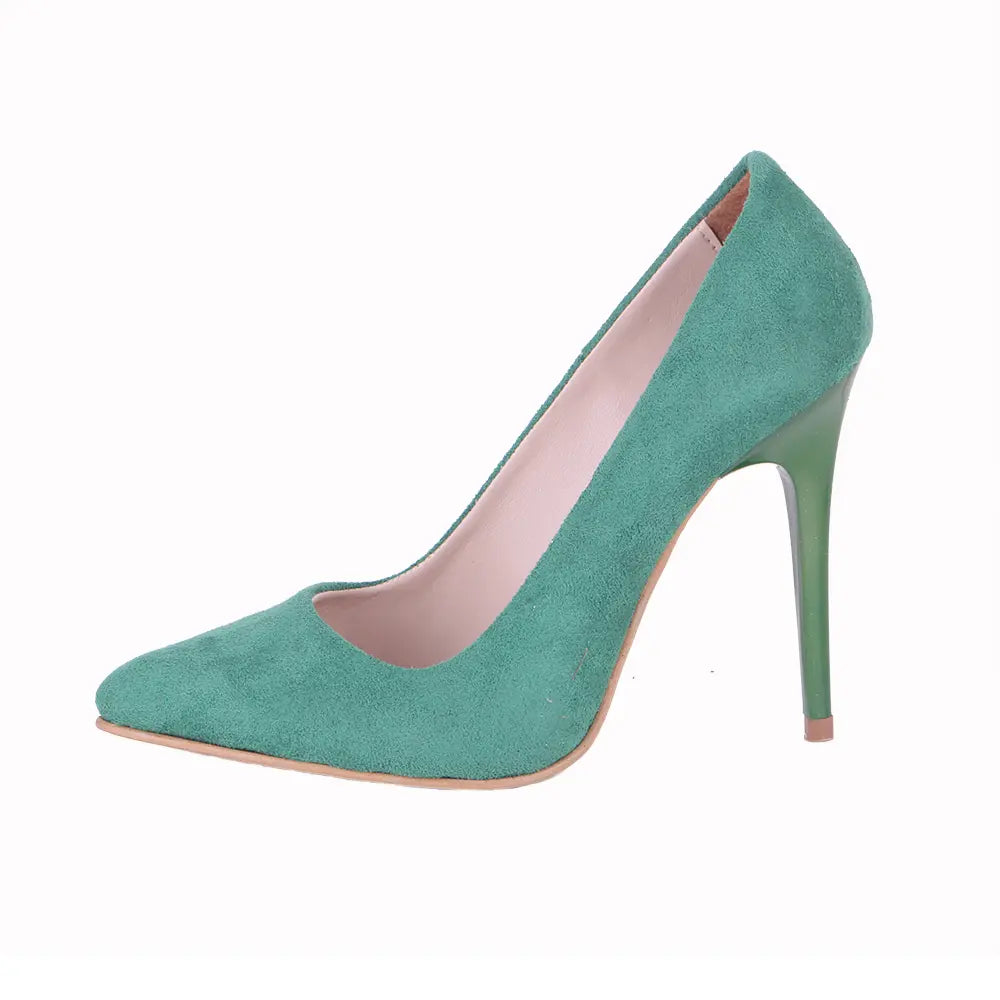 Yeşil Süet Stiletto Topuklu Ayakkabı MA-021