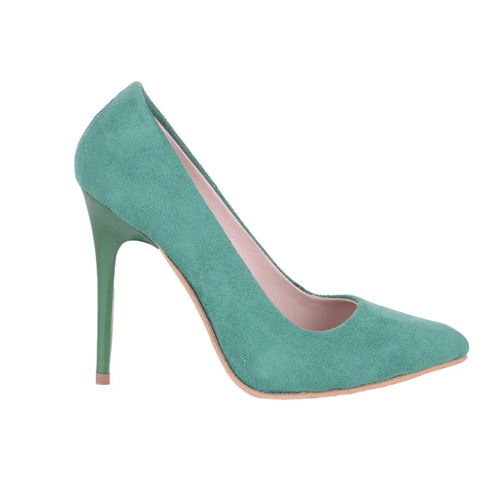 Yeşil Süet Stiletto Topuklu Ayakkabı MA-021