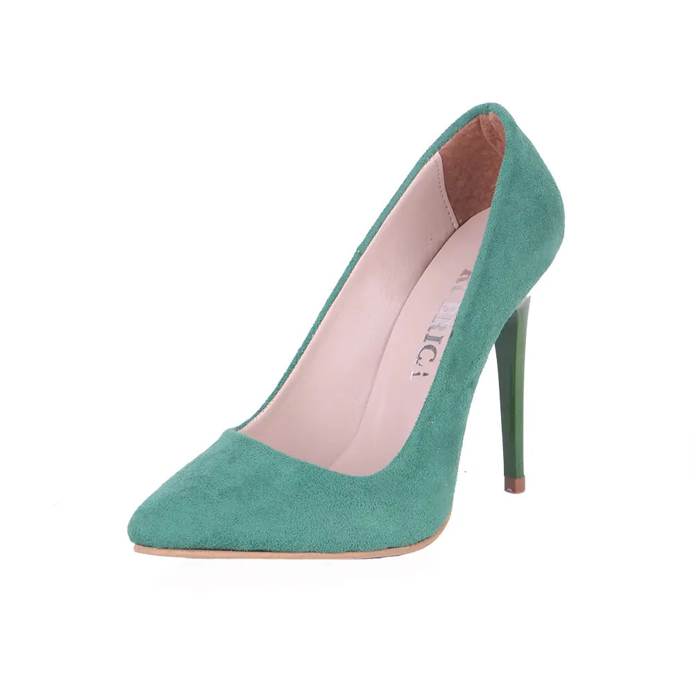 Yeşil Süet Stiletto Topuklu Ayakkabı MA-021