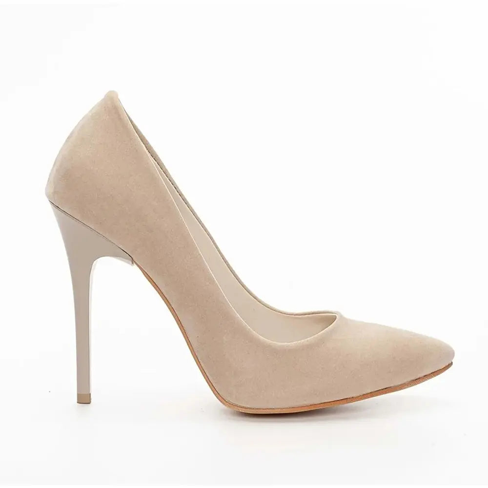 Bej Süet Stiletto Topuklu Ayakkabı MA-021