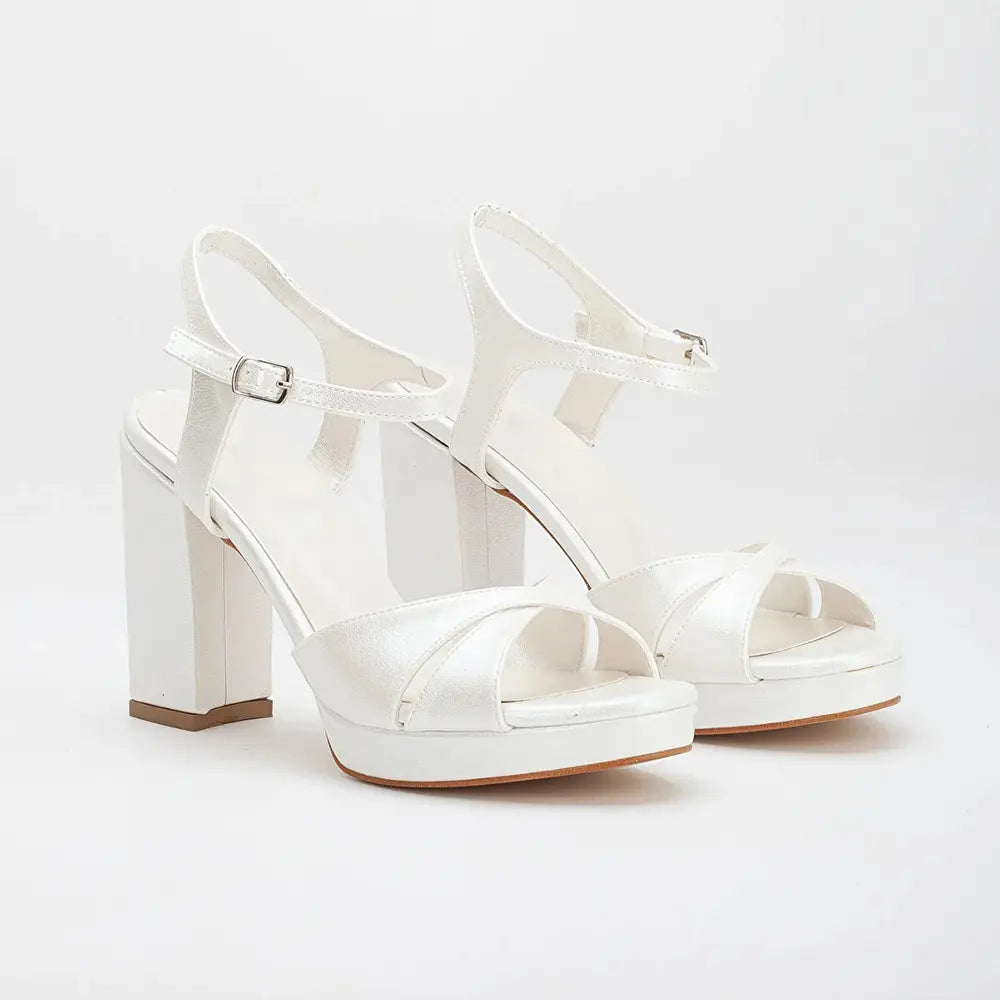 Beyaz Platform Abiye Sandalet RA-063