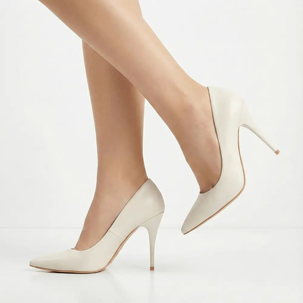 Beyaz Topuklu Ayakkabı Stiletto MA-021