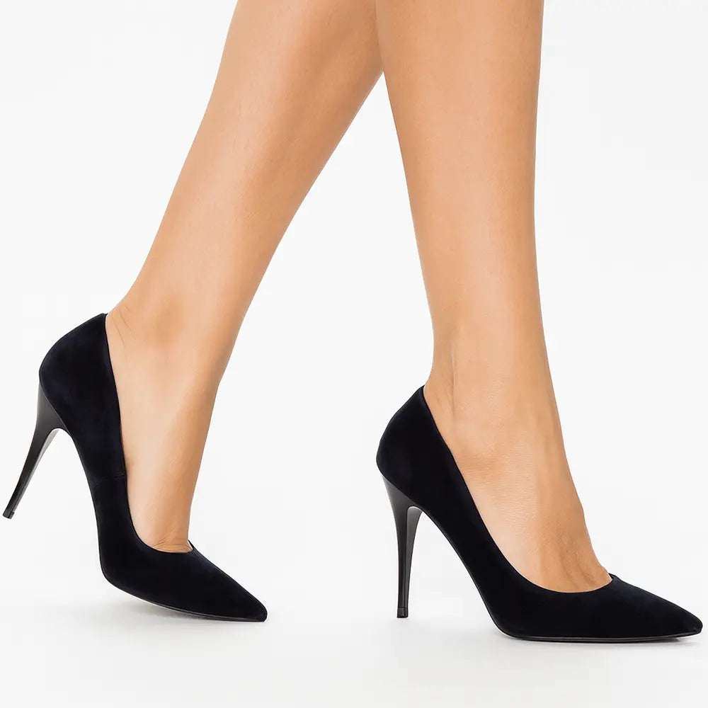 Lacivert Süet Stiletto Topuklu Ayakkabı MA-021