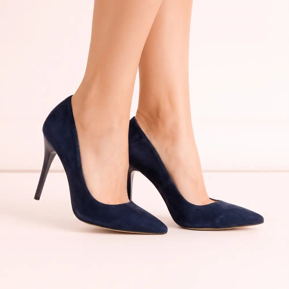 Lacivert Süet Stiletto Topuklu Ayakkabı MA-021