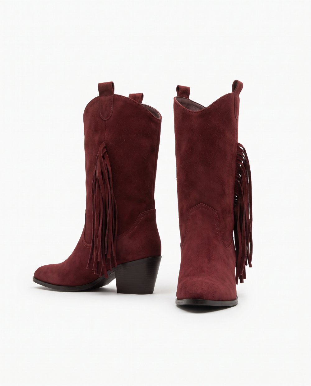 Bordo Püskül Detaylı Western Çizme TU-036