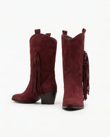 Bordo Püskül Detaylı Western Çizme TU-036