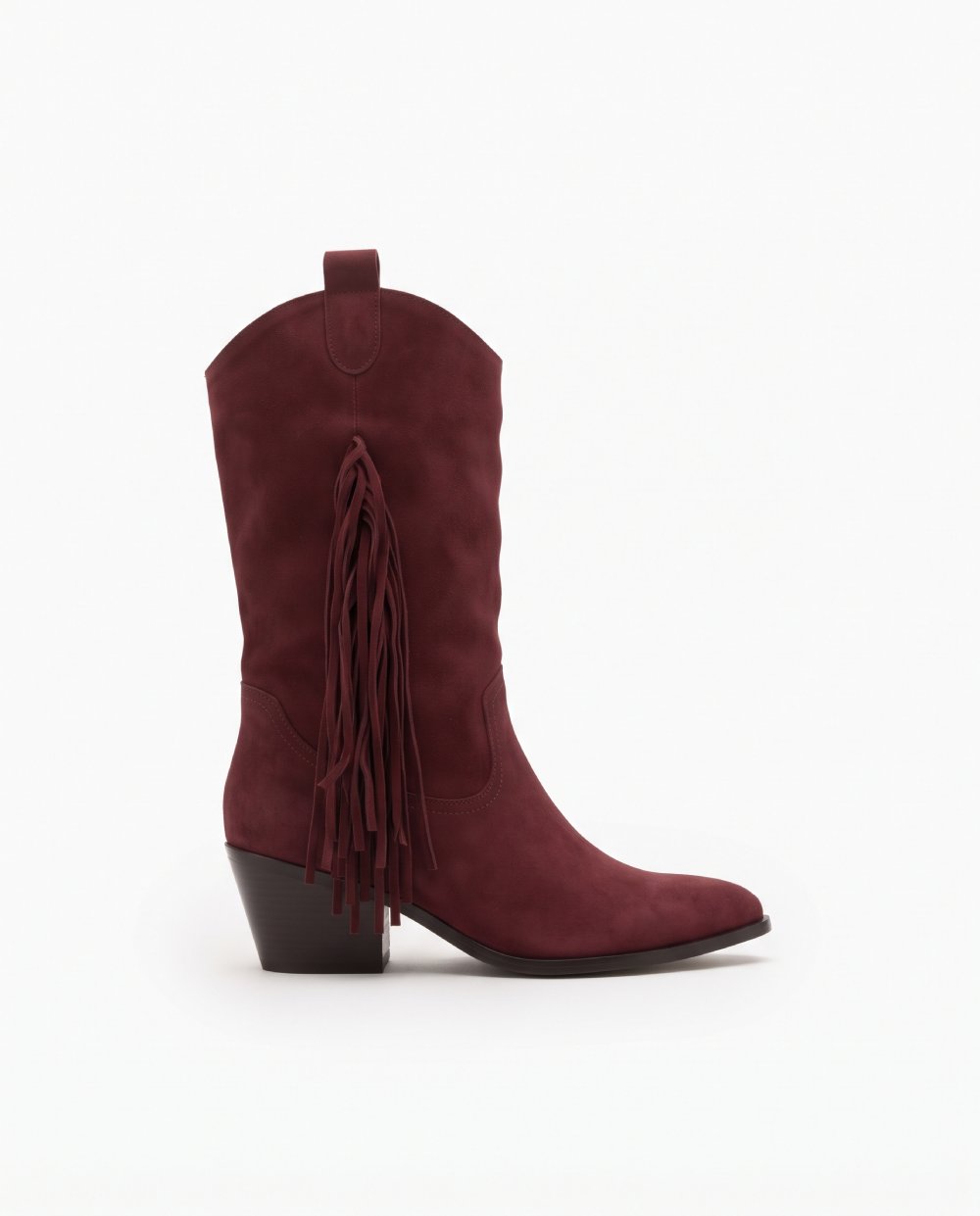 Bordo Püskül Detaylı Western Çizme TU-036