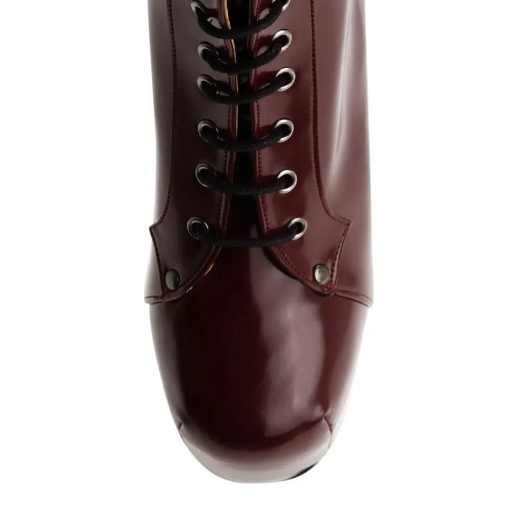 Bordo Rugan Platform Topuklu Bağcıklı Bot RA-010