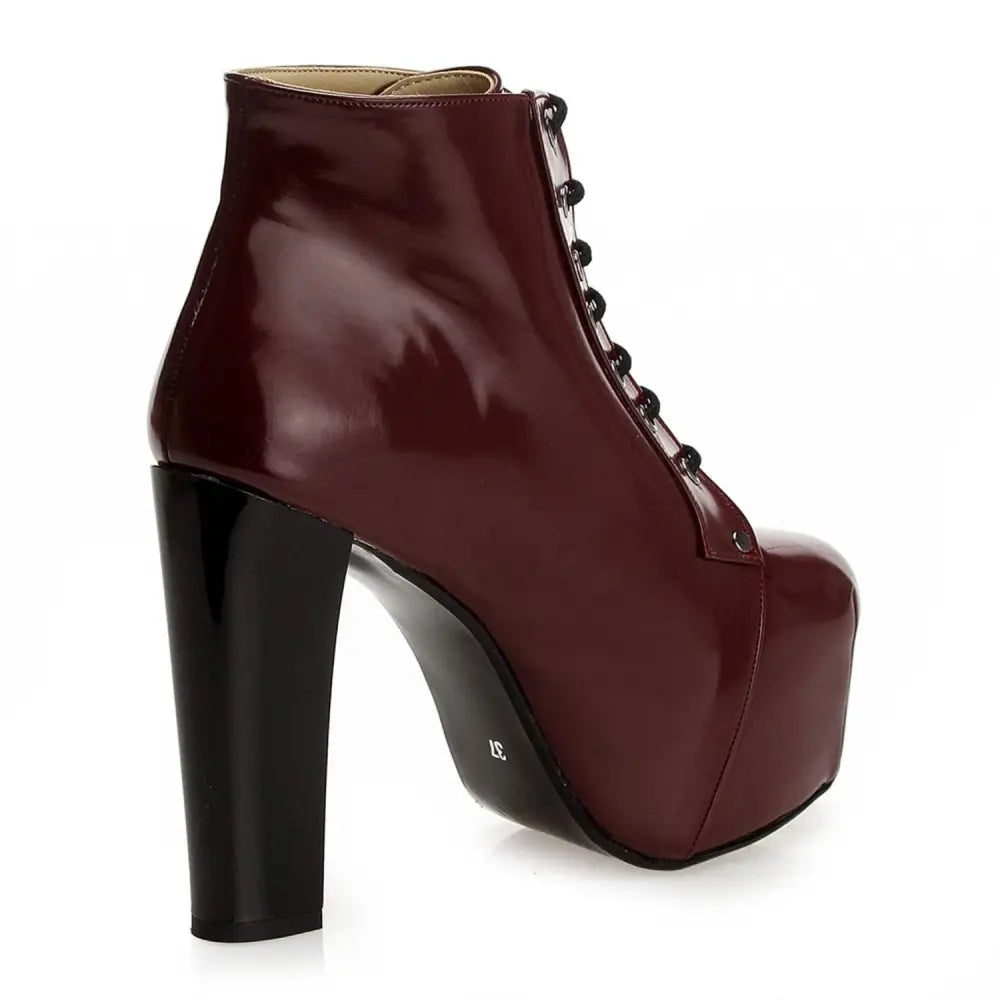 Bordo Rugan Platform Topuklu Bağcıklı Bot RA-010