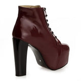 Bordo Rugan Platform Topuklu Bağcıklı Bot RA-010
