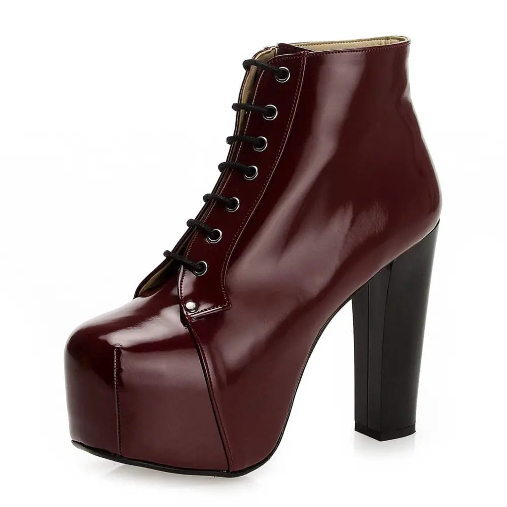 Bordo Rugan Platform Topuklu Bağcıklı Bot RA-010