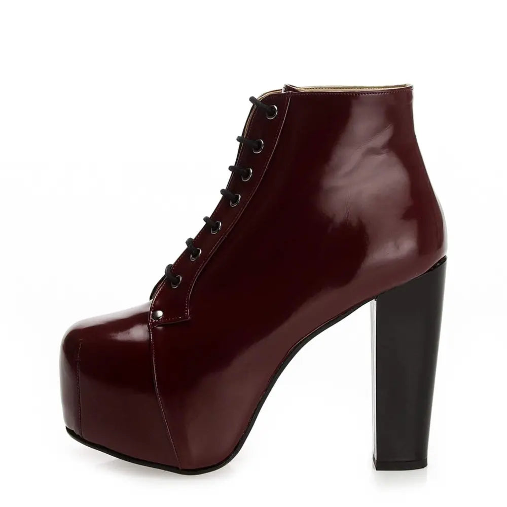 Bordo Rugan Platform Topuklu Bağcıklı Bot RA-010