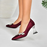 Bordo Taşlı Abiye Ayakkabı RA-050