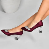Bordo Taşlı Abiye Ayakkabı RA-050