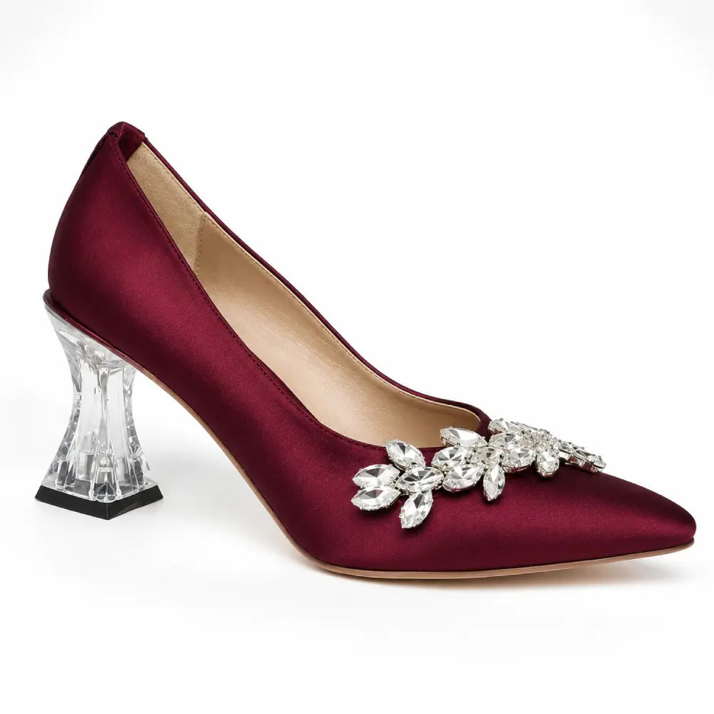 Bordo Taşlı Abiye Ayakkabı RA-050