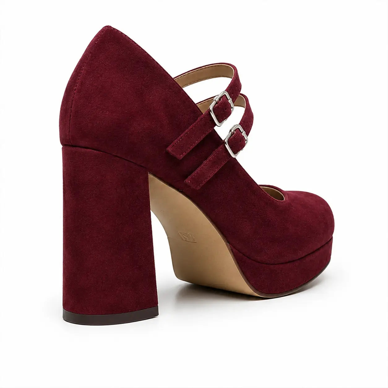 Bordo Topuklu Mary Jane Ayakkabı RA-03