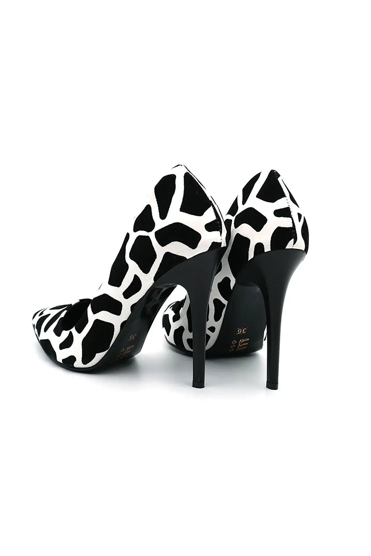 Dalmaçya Baskı Stiletto Topuklu Ayakkabı Çanta Takım RC-021