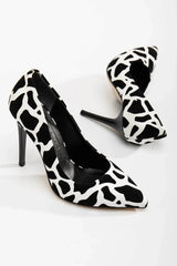 Dalmaçya Baskı Stiletto Topuklu Ayakkabı Çanta Takım RC-021