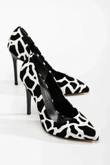 Dalmaçya Baskı Stiletto Topuklu Ayakkabı Çanta Takım RC-021