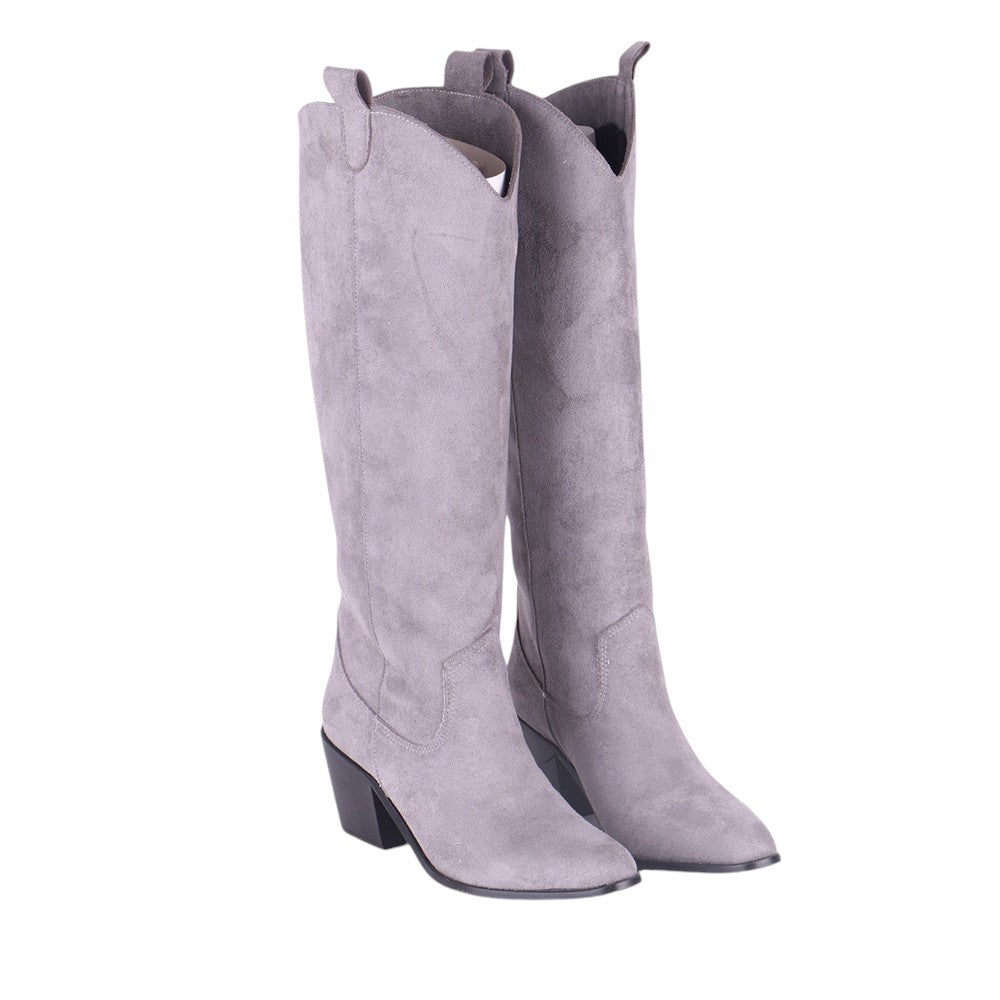 Santiag femme en daim gris, vue de la paire