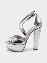 Hochhackige Sandalette mit Silberband MA-027