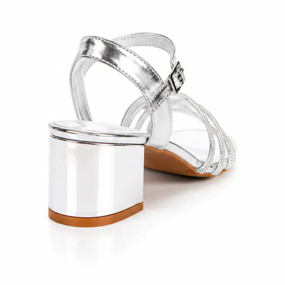 Silver Low Heel Dress Shoes MA-043