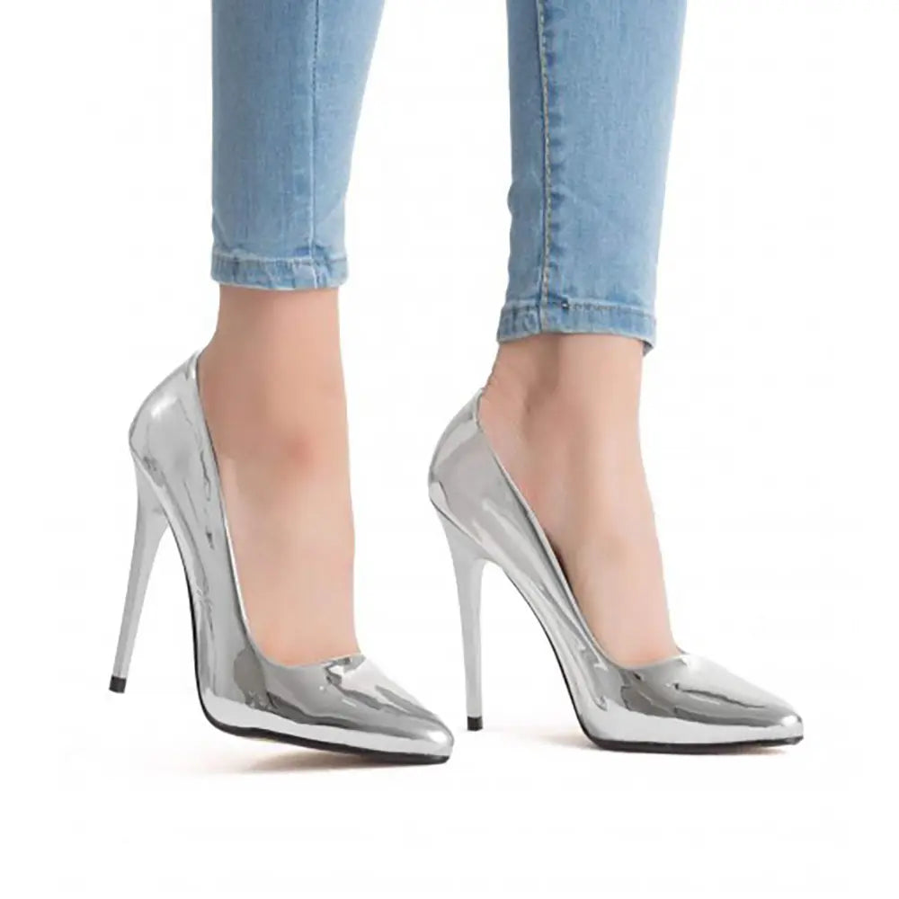 Gümüş Stiletto Topuklu Ayakkabı MA-021