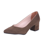 Khaki Green Suede Low Heels Shoes RA-162