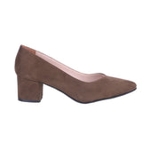 Khaki Green Suede Low Heels Shoes RA-162