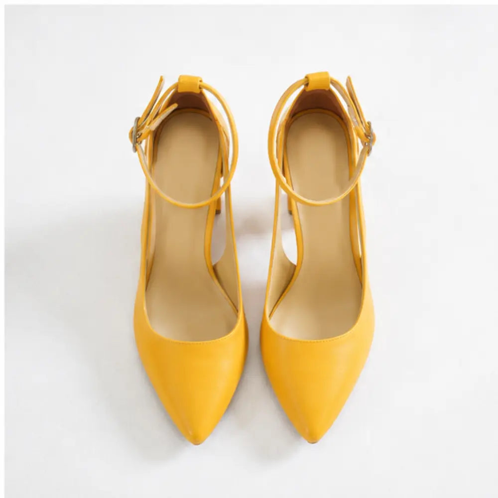 Hardal Bilekten Bağlamalı Kalın Topuklu Ayakkabı RA-8030