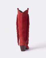Red fringe cowboy boots back view