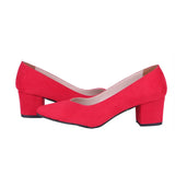Red Suede Low Heels Shoes RA-162