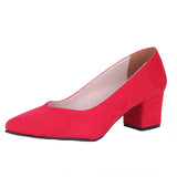 Red Suede Low Heels Shoes RA-162