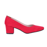 Red Suede Low Heels Shoes RA-162