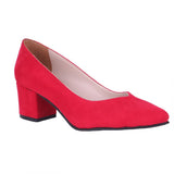 Red Suede Low Heels Shoes RA-162