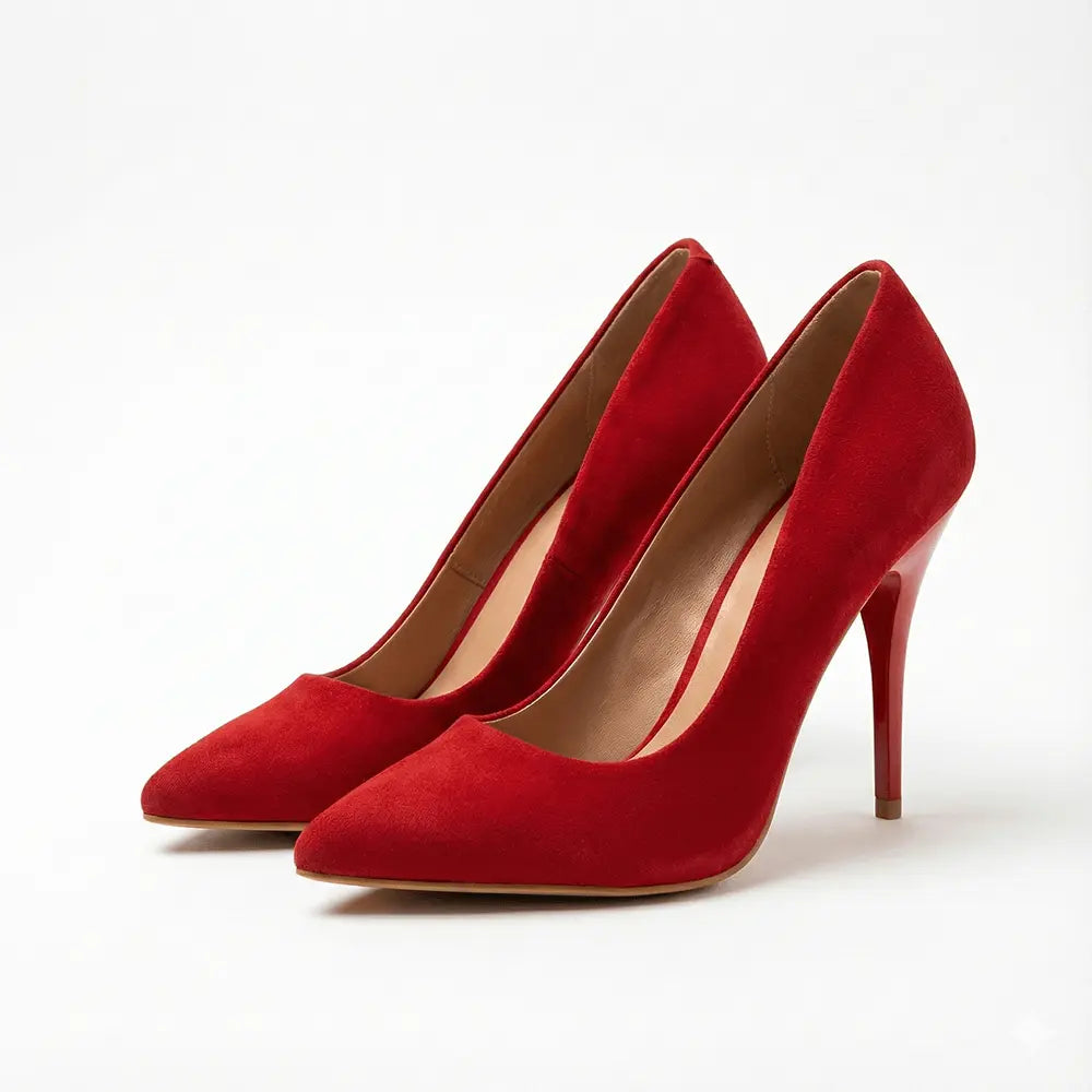 Kırmızı Süet Stiletto Topuklu Ayakkabı MA-021
