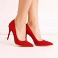 Kırmızı Süet Stiletto Topuklu Ayakkabı MA-021