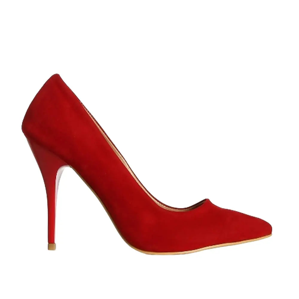 Kırmızı Süet Stiletto Topuklu Ayakkabı MA-021