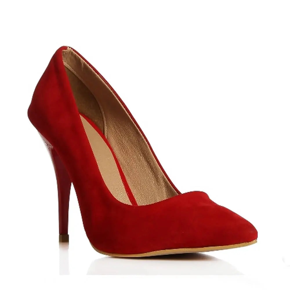 Kırmızı Süet Stiletto Topuklu Ayakkabı MA-021