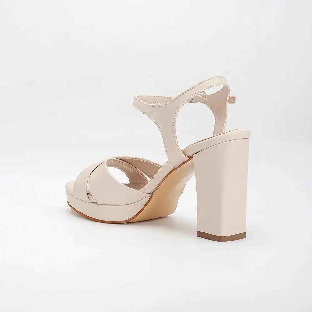 Krem Platform Abiye Sandalet RA-063