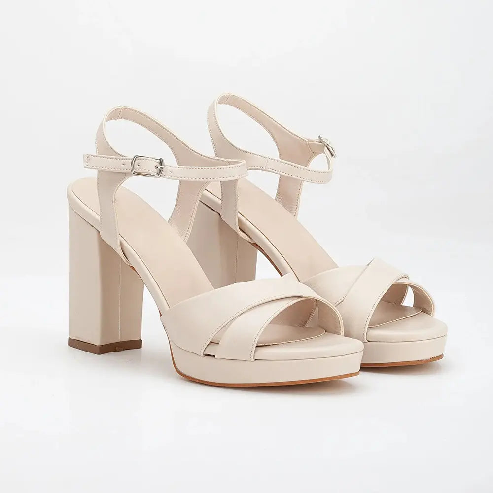Krem Platform Abiye Sandalet RA-063