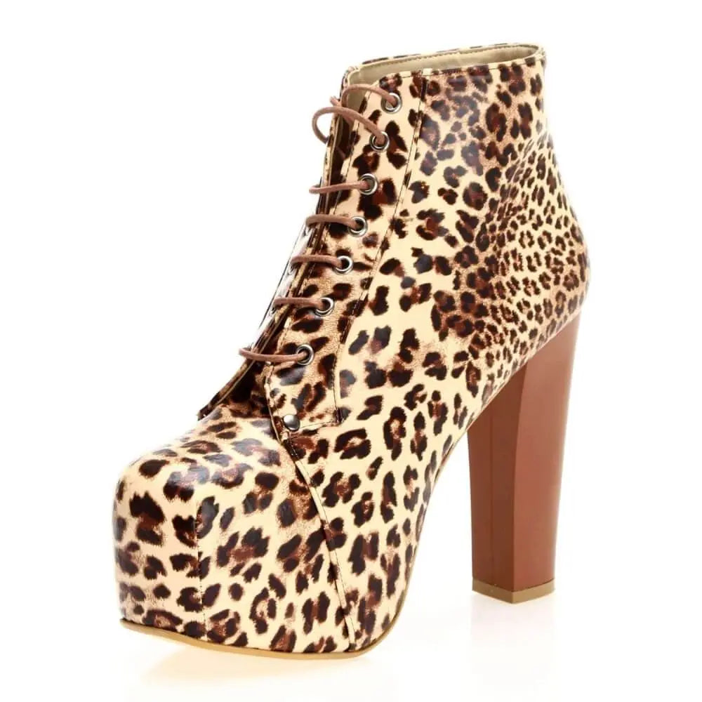 Leopar Platform Topuklu Bağcıklı Bot RA-010