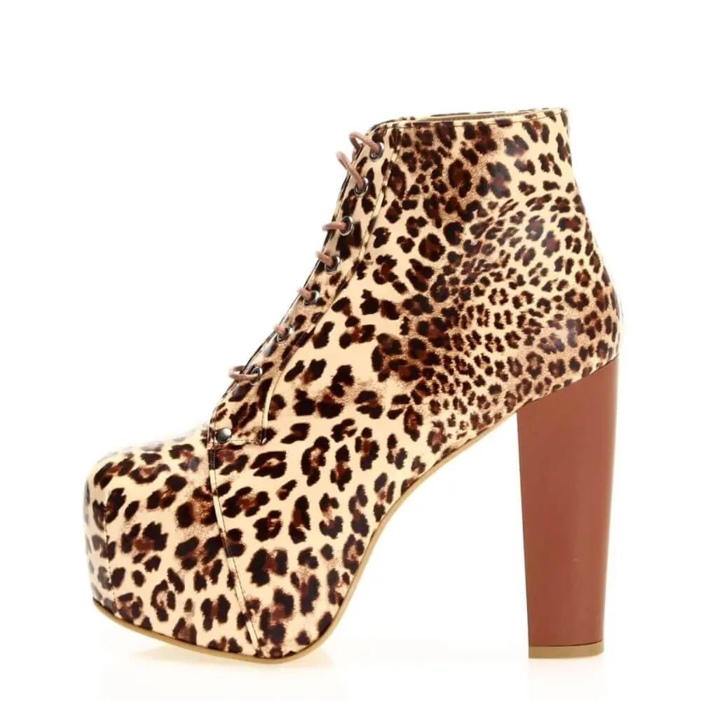 Leopar Platform Topuklu Bağcıklı Bot RA-010